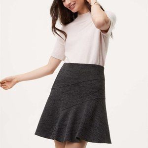 LOFT Petite Herringbone Seamed Flippy Skirt in Dark Grey